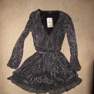 NWT Lily Rose Black Cocktail Dress with Tie Belt Size L